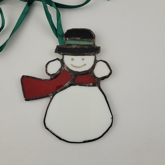 Christmas Stained Glass Suncatchers Lot of 6 Santa Snowman Stocking Tree Bell - Picture 3 of 10